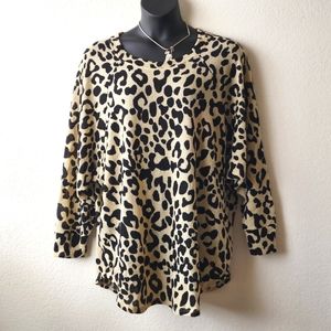 Tan n Black Leopard Print Bat Wing Sweater Size 3xl